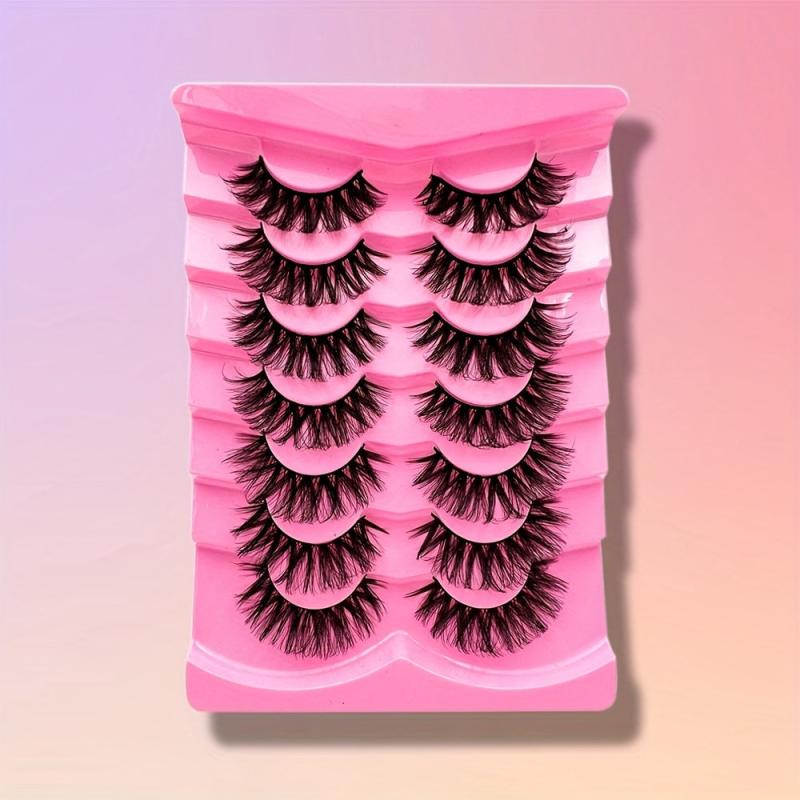 7 Pairs Natural 3D Silk False Eyelashes 16 18mm Dramatic Curling Lashes