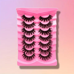 7 Pairs Natural 3D Silk False Eyelashes 16 18mm Dramatic Curling Lashes