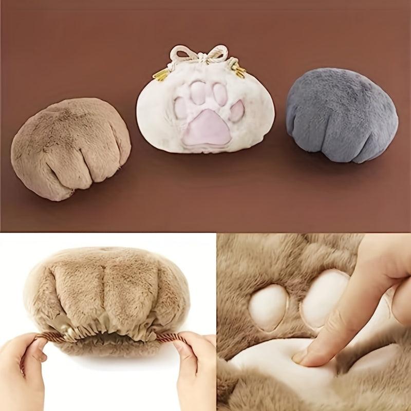 Cat Plush Paw Makeup Bag Drawstring Travel Cosmetic Bag Organizer