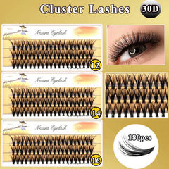 Mikiwi 180Pcs 30 40D C Curl Mix12 14 16mm Cluster Lashes Individual Lashes