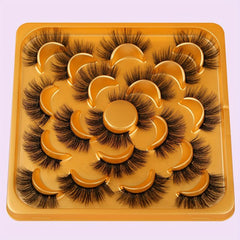 10 Pairs 18mm Dramatic Fluffy False Eyelashes Wispy Faux Mink D Curl Full Lashes