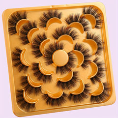10 Pairs 18mm Dramatic Fluffy False Eyelashes Wispy Faux Mink D Curl Full Lashes
