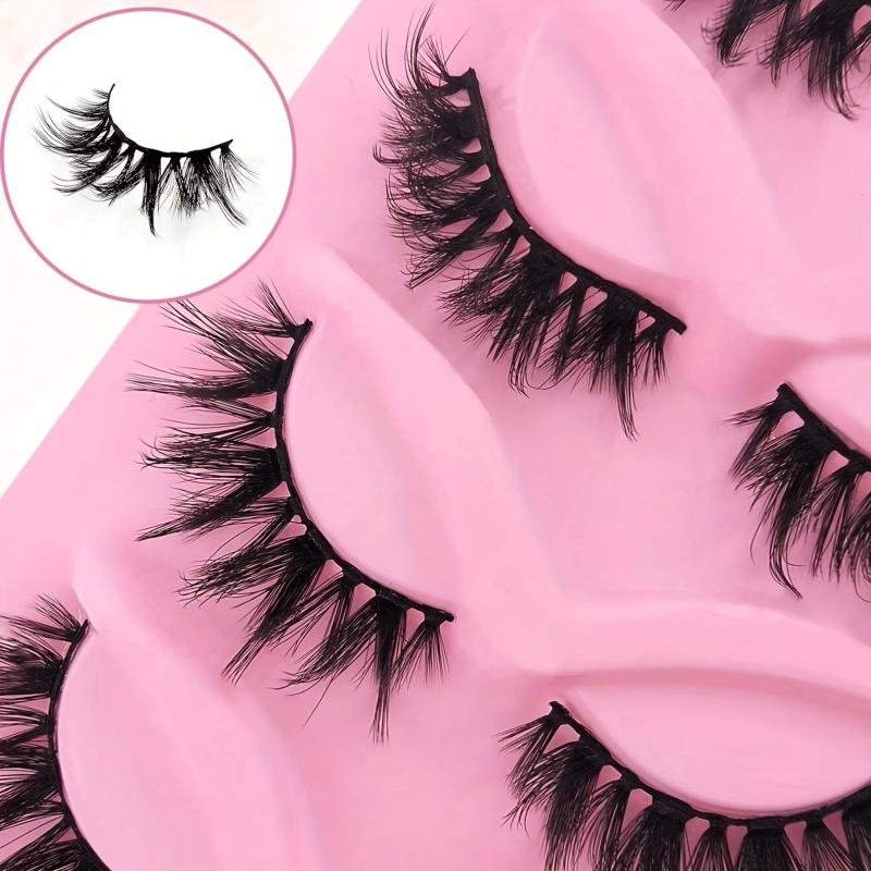 5 Pairs False Eyelashes Faux Mink Lashes D Curling Thick Eyelashes