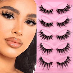 5 Pairs False Eyelashes Faux Mink Lashes D Curling Thick Eyelashes