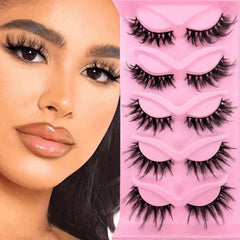 5 Pairs False Eyelashes Faux Mink Lashes D Curling Thick Eyelashes