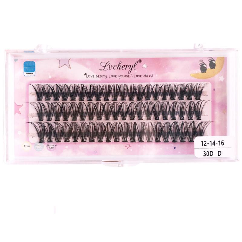 Soft Faux Mink Hair Eyelashes Extension 30D, 3 Rows Self Grafting