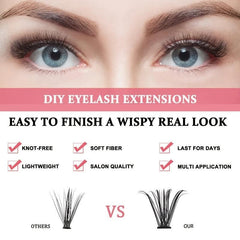 Soft Faux Mink Hair Eyelashes Extension 30D, 3 Rows Self Grafting