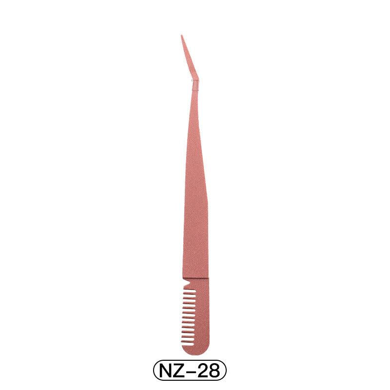 Stainless Steel 2 in 1 Eyelash Tweezers and Curling Clip Beauty Tool