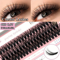 60 Cluster 40D C Curl Eyelash Extensions 10-16mm Soft Natural Look DIY