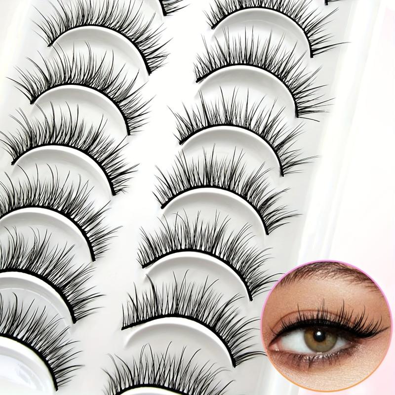 10 Pairs Natural Cross Fluffy Faux Mink False Eyelashes