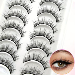 10 Pairs Natural Cross Fluffy Faux Mink False Eyelashes