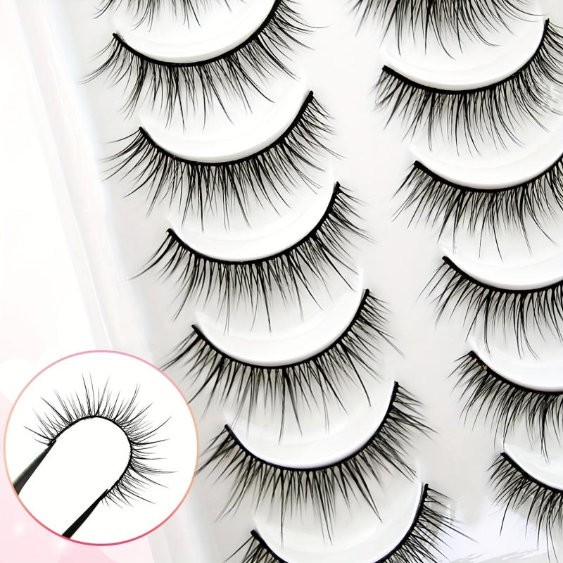 10 Pairs Natural Cross Fluffy Faux Mink False Eyelashes