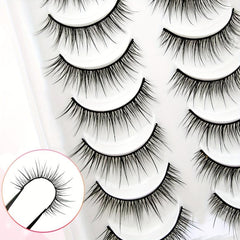 10 Pairs Natural Cross Fluffy Faux Mink False Eyelashes