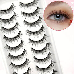 10 Pairs Natural Cross Fluffy Faux Mink False Eyelashes