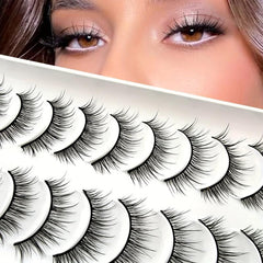 10 Pairs Natural Cross Fluffy Faux Mink False Eyelashes