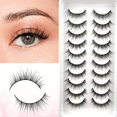 10 Pairs Natural Cross Fluffy Faux Mink False Eyelashes