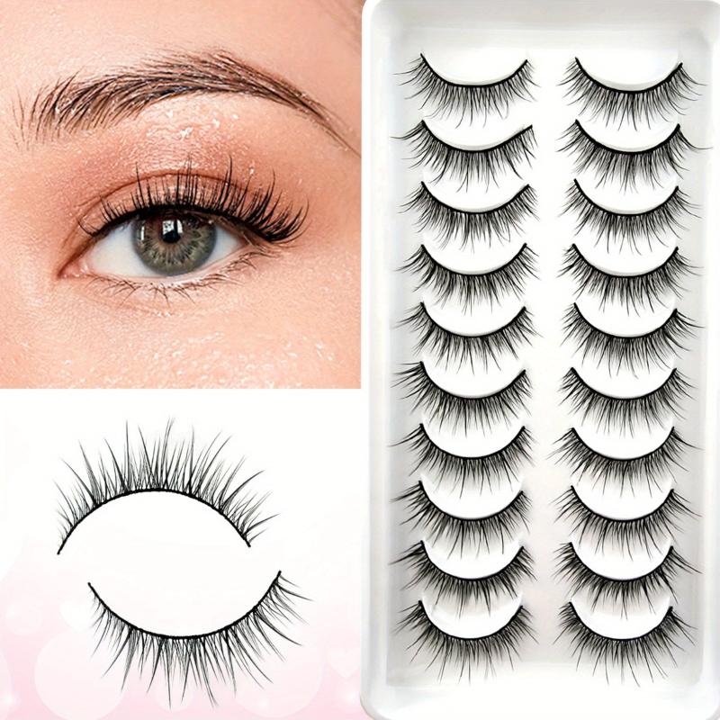 10 Pairs Natural Cross Fluffy Faux Mink False Eyelashes