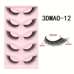 Cat Eye 3D Natural False Lashes Fluffy Soft Cross 5 Pairs