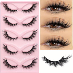 Cat Eye 3D Natural False Lashes Fluffy Soft Cross 5 Pairs