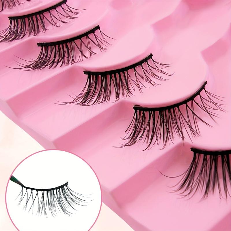 7 Pairs Natural Cross Curling Cat Eye False Eyelashes for Dramatic Look