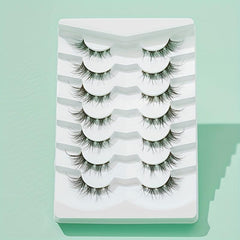 7 Pairs Crisscross Fox Eye Brown False Eyelashes 15mm Clear Band Long Lasting