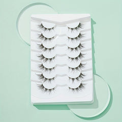 7 Pairs Crisscross Fox Eye Brown False Eyelashes 15mm Clear Band Long Lasting