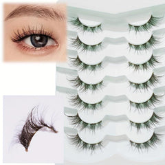 7 Pairs Crisscross Fox Eye Brown False Eyelashes 15mm Clear Band Long Lasting
