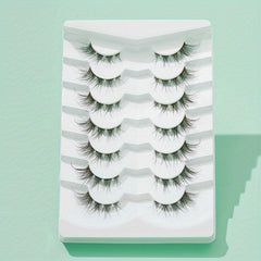 7 Pairs Crisscross Fox Eye Brown False Eyelashes 15mm Clear Band Long Lasting