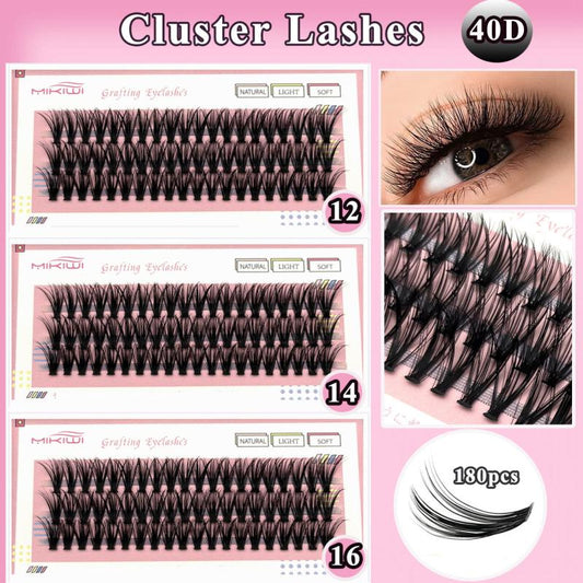 Mikiwi 180Pcs 40D C Curl Mix Cluster Lashes Individual Lashes