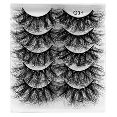 5 Pairs 25mm 8D Mink Lashes Bulk Fluffy Natural False Eyelashes