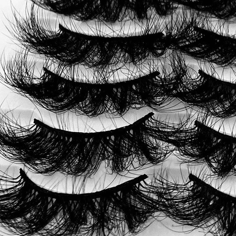 5 Pairs 25mm 8D Mink Lashes Bulk Fluffy Natural False Eyelashes