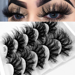 5 Pairs 25mm 8D Mink Lashes Bulk Fluffy Natural False Eyelashes