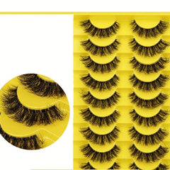 10 Pairs Cat Eye False Eyelashes for Daily Party Makeup