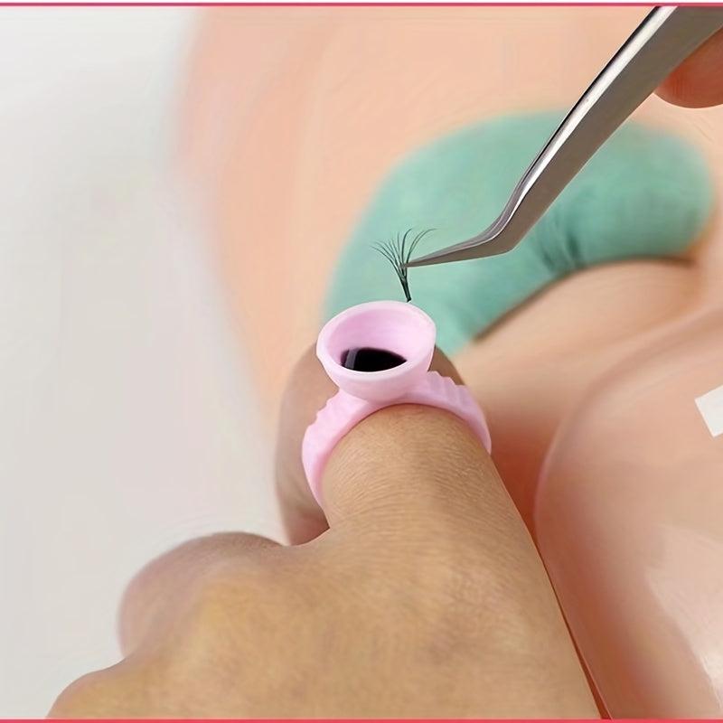 50pcs Eyelash Glue Rings Adjustable Tattoo Pigment Holder