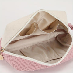 Pink Cartoon Makeup Bag With Handle Square Zipper Pouch