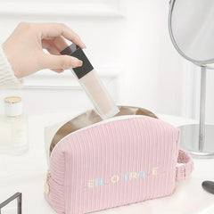 Pink Cartoon Makeup Bag With Handle Square Zipper Pouch