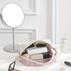 Pink Cartoon Makeup Bag With Handle Square Zipper Pouch
