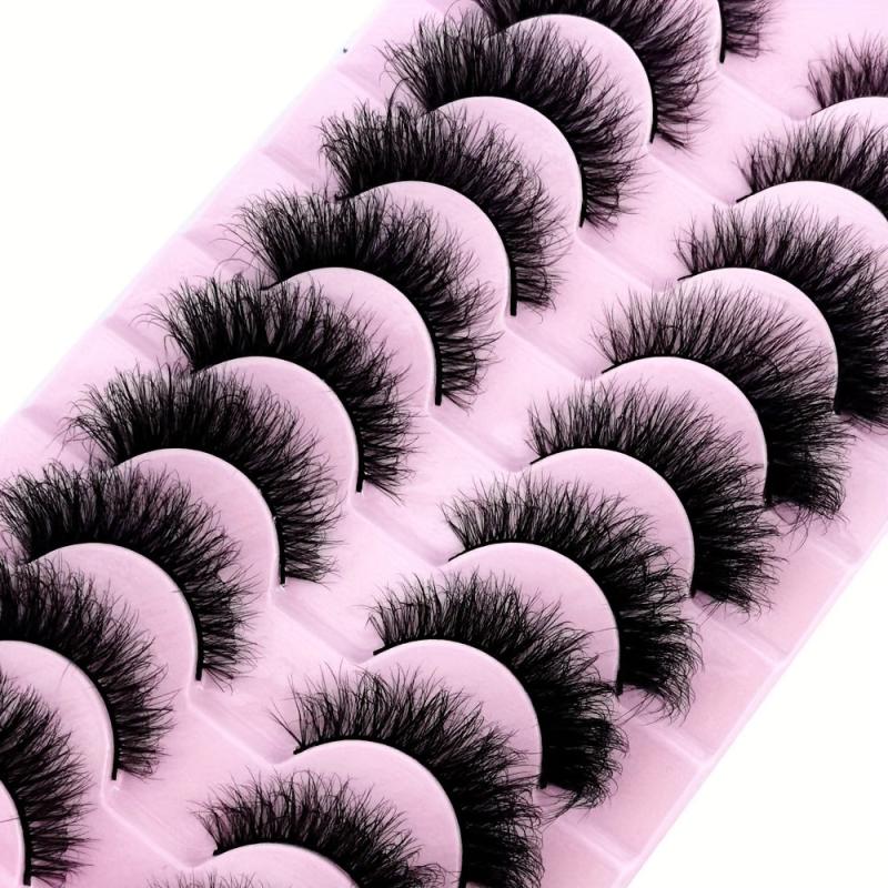 10 Pairs 3D Faux Mink Hair False Eyelashes Natural Messy Fluffy Lashes