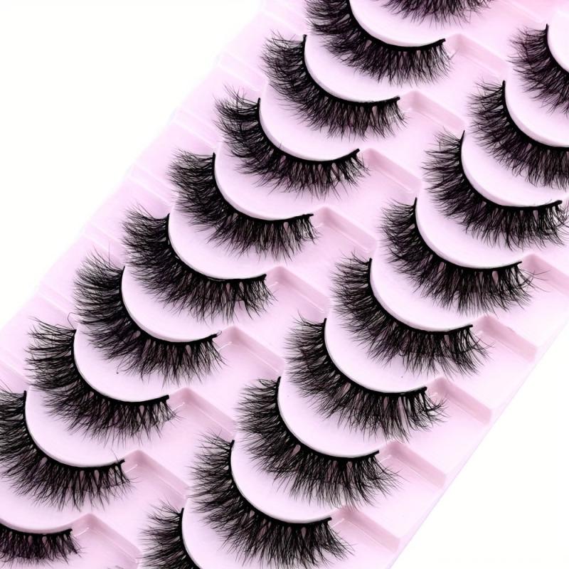 10 Pairs 3D Faux Mink Hair False Eyelashes Natural Messy Fluffy Lashes