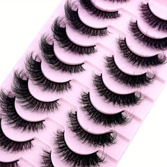 10 Pairs 3D Faux Mink Hair False Eyelashes Natural Messy Fluffy Lashes