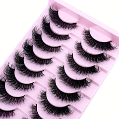 10 Pairs 3D Faux Mink Hair False Eyelashes Natural Messy Fluffy Lashes