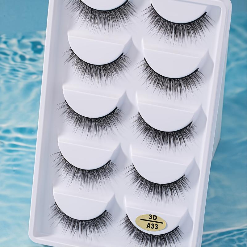 5 Pairs 3D Mink Eyelashes Fluffy Natural Wispy Cat Eye Faux Lashes