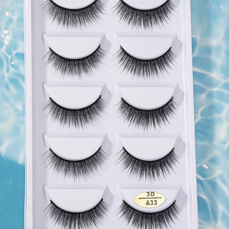 5 Pairs 3D Mink Eyelashes Fluffy Natural Wispy Cat Eye Faux Lashes