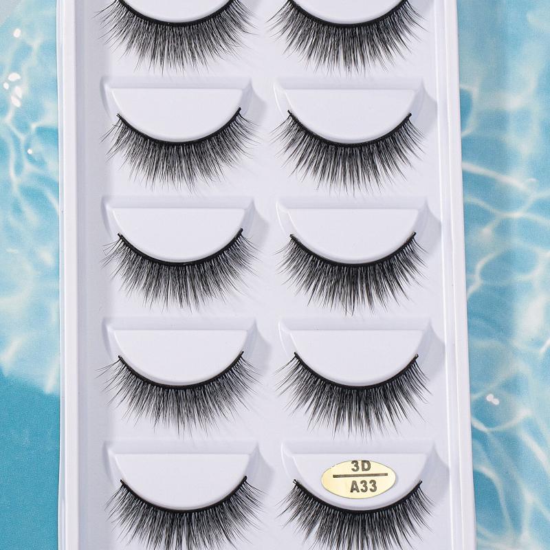 5 Pairs 3D Mink Eyelashes Fluffy Natural Wispy Cat Eye Faux Lashes