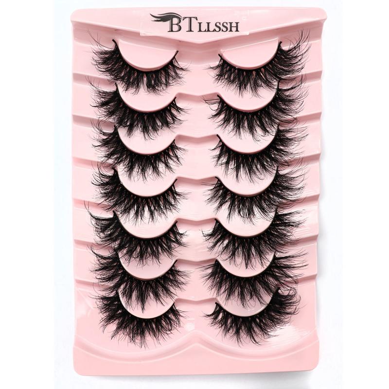 7 Pairs Thick Curl Fluffy False Eyelashes Daily Voluminous Cross Style