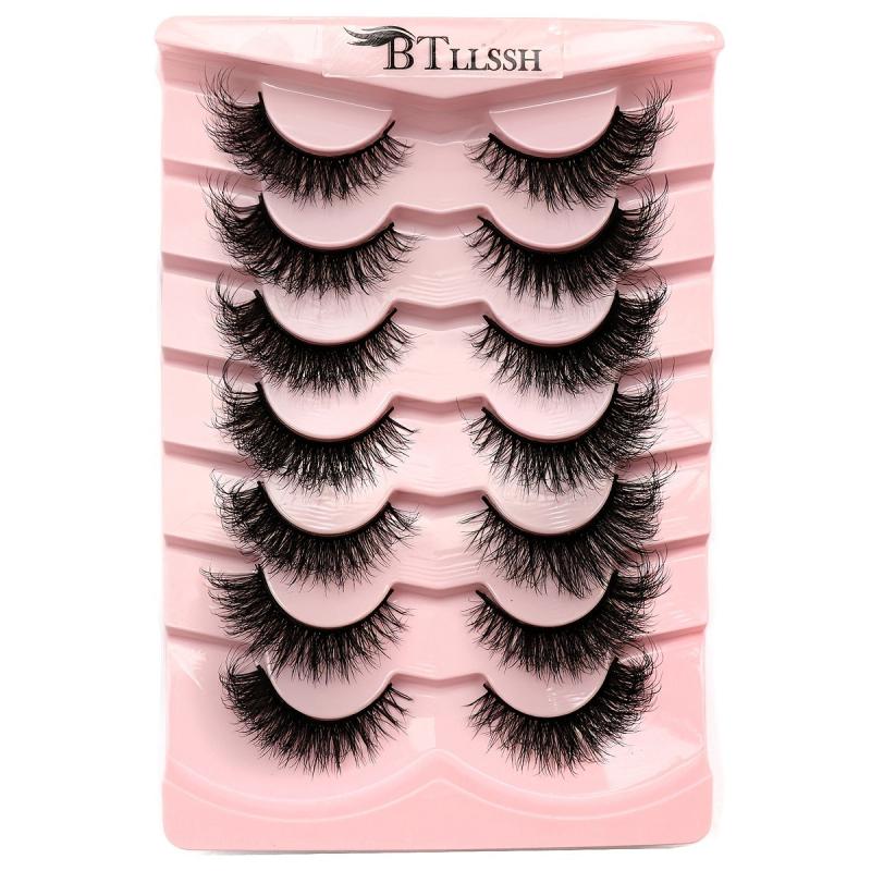 7 Pairs Thick Curl Fluffy False Eyelashes Daily Voluminous Cross Style