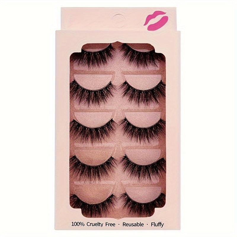 5 Pairs Fluffy False Eyelashes with Glitter - Perfect Gift for Women and Girls