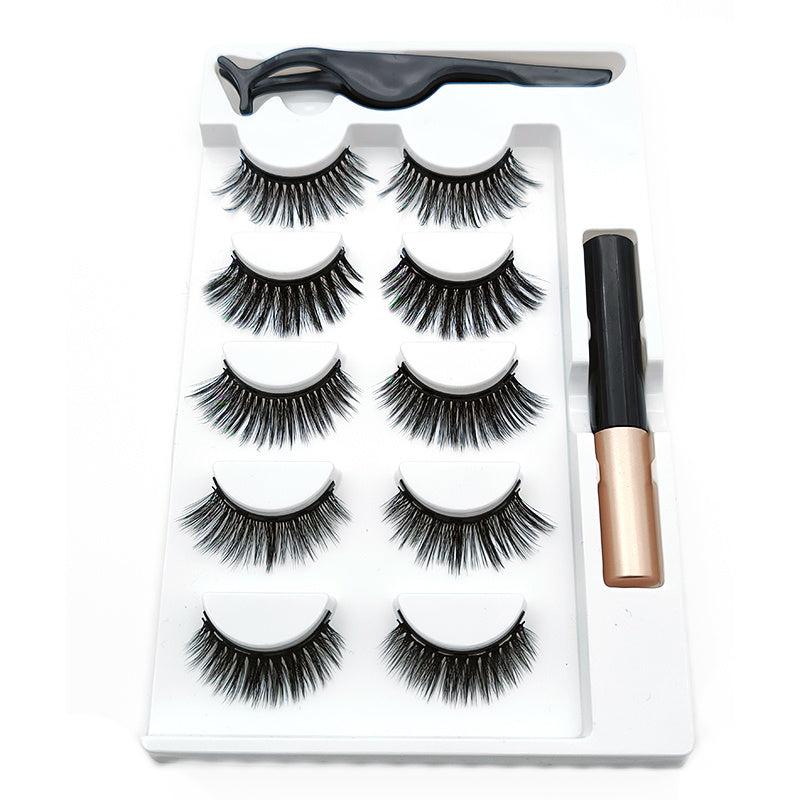 5 Pairs Magnetic False Mink Eyelashes Set with Liquid Eyeliner, Glue, Eye Makeup