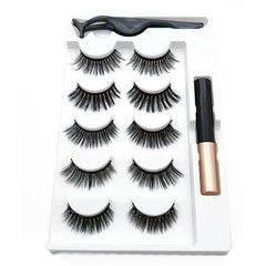 5 Pairs Magnetic False Mink Eyelashes Set with Liquid Eyeliner, Glue, Eye Makeup
