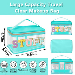 Chenille Clear Makeup Bag Zipper Handle Waterproof Cosmetic Handbag